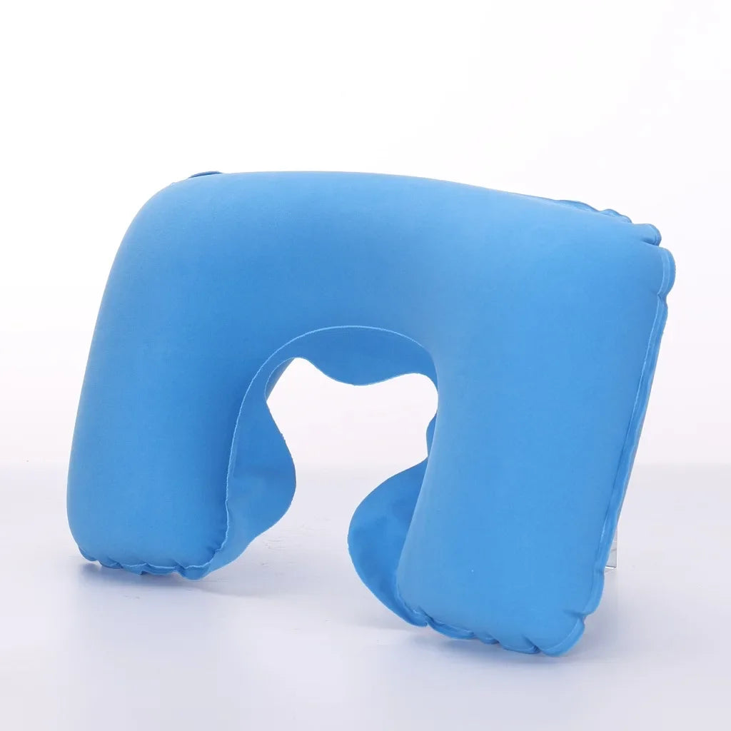 1-4Pcs Travel Pillow Car Air Flight Office Inflatable Neck Pillow Short Plush Cover PVC Support Headrest Soft Nursing Cushion