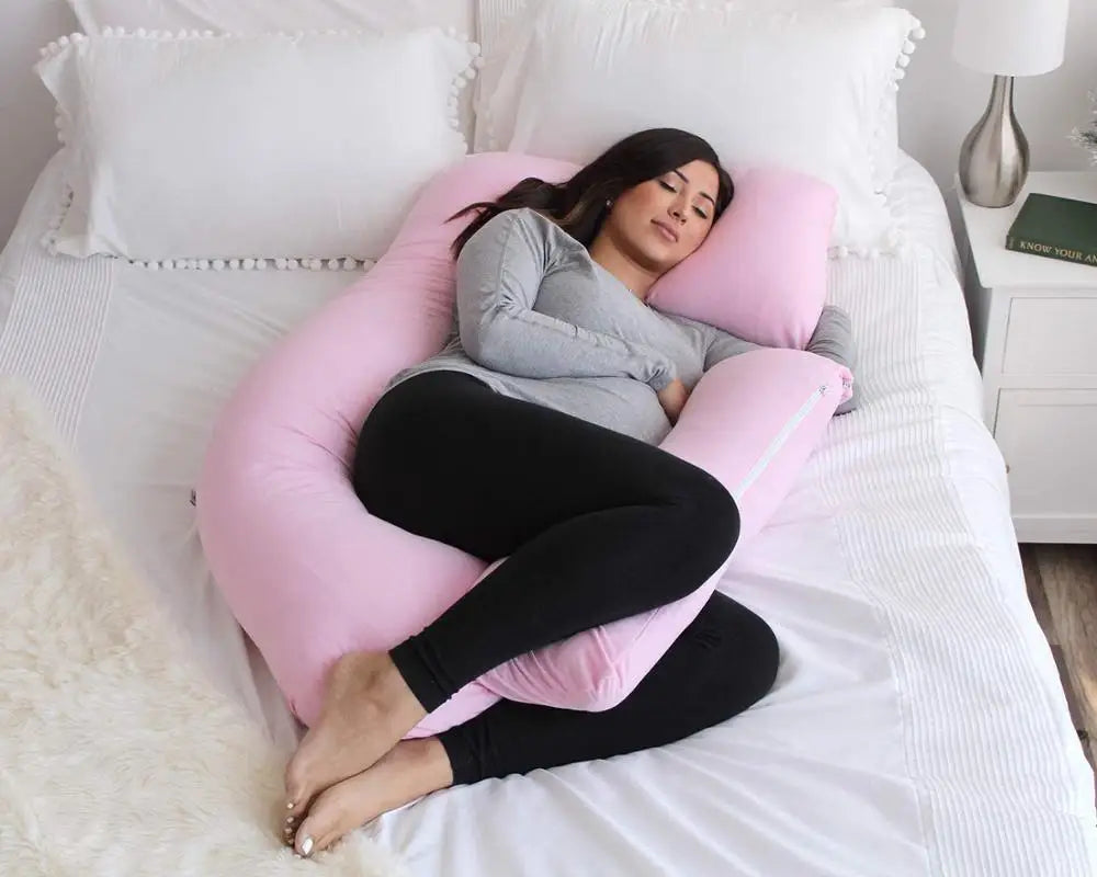 Sleeping Pregnancy Pillow U-Shape Pregnancy Full Body Maternity Pillow Support Detachable Extension with Organic Velvet Cover