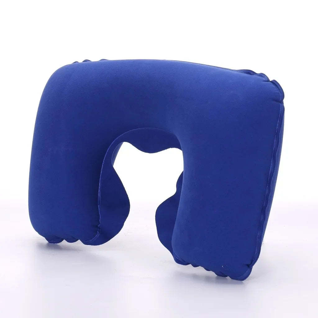 1-4Pcs Travel Pillow Car Air Flight Office Inflatable Neck Pillow Short Plush Cover PVC Support Headrest Soft Nursing Cushion