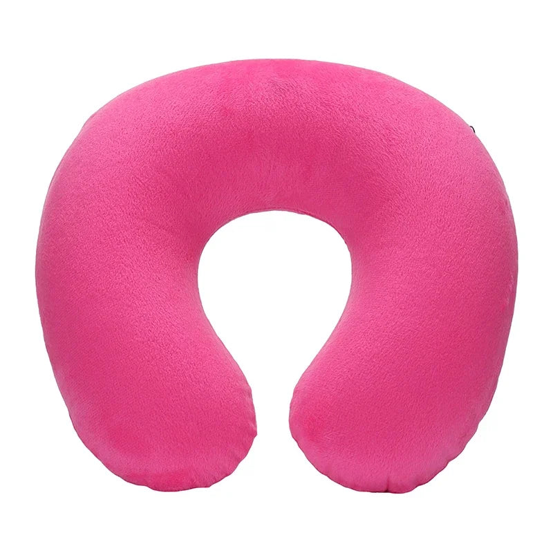 1-4Pcs Travel Pillow Car Air Flight Office Inflatable Neck Pillow Short Plush Cover PVC Support Headrest Soft Nursing Cushion