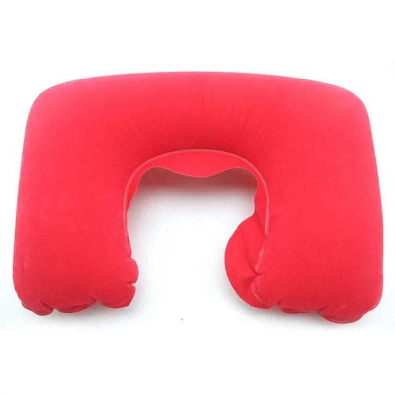 1-4Pcs Travel Pillow Car Air Flight Office Inflatable Neck Pillow Short Plush Cover PVC Support Headrest Soft Nursing Cushion