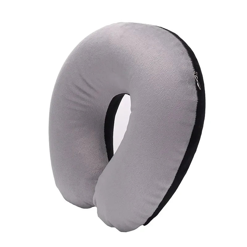 1-4Pcs Travel Pillow Car Air Flight Office Inflatable Neck Pillow Short Plush Cover PVC Support Headrest Soft Nursing Cushion