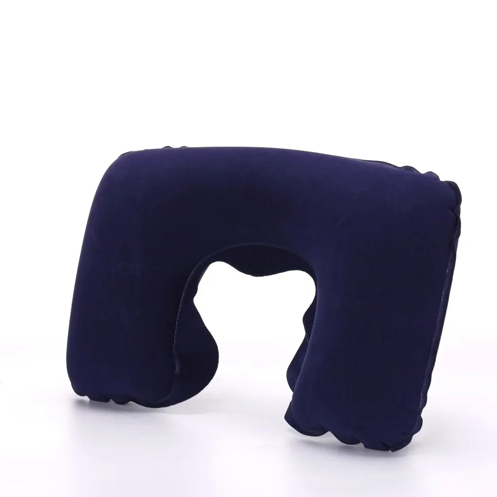 1-4Pcs Travel Pillow Car Air Flight Office Inflatable Neck Pillow Short Plush Cover PVC Support Headrest Soft Nursing Cushion