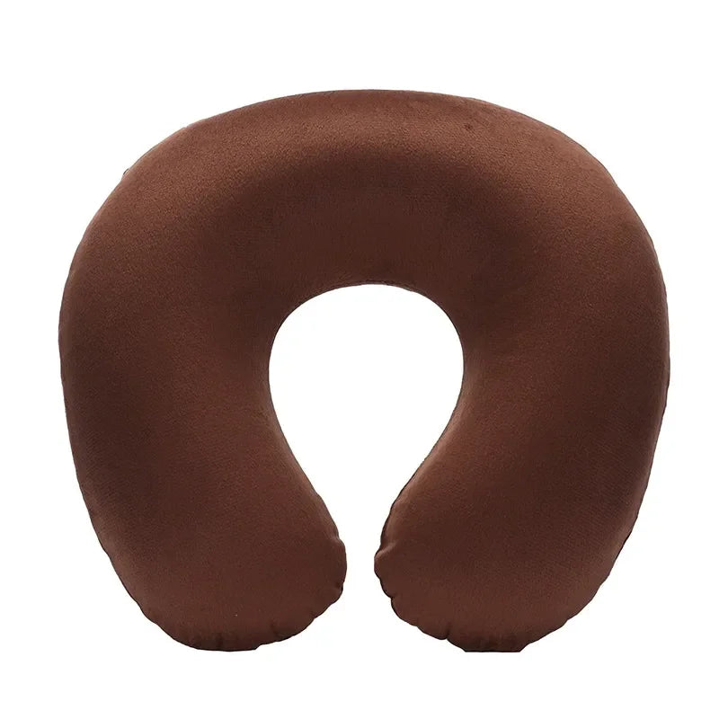 1-4Pcs Travel Pillow Car Air Flight Office Inflatable Neck Pillow Short Plush Cover PVC Support Headrest Soft Nursing Cushion