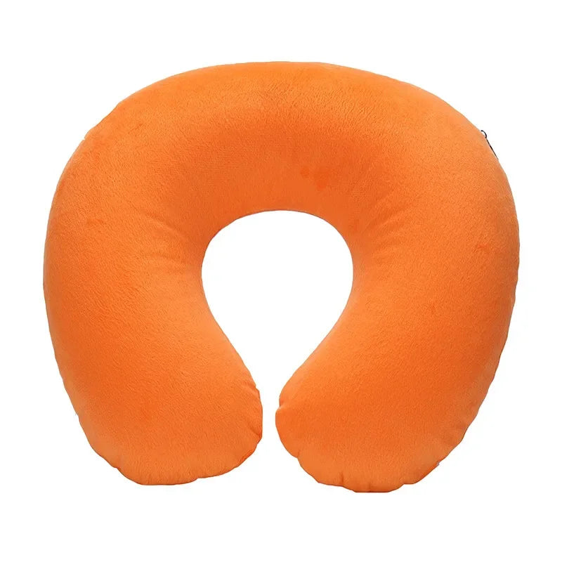 1-4Pcs Travel Pillow Car Air Flight Office Inflatable Neck Pillow Short Plush Cover PVC Support Headrest Soft Nursing Cushion