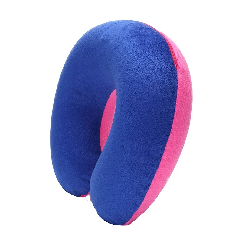 1-4Pcs Travel Pillow Car Air Flight Office Inflatable Neck Pillow Short Plush Cover PVC Support Headrest Soft Nursing Cushion