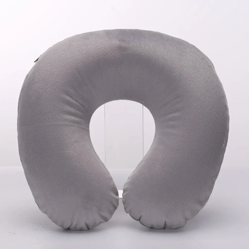 1-4Pcs Travel Pillow Car Air Flight Office Inflatable Neck Pillow Short Plush Cover PVC Support Headrest Soft Nursing Cushion