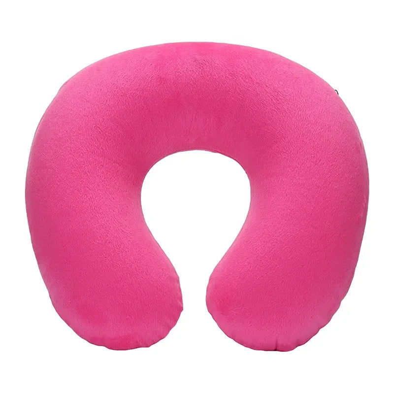 1-4Pcs Travel Pillow Car Air Flight Office Inflatable Neck Pillow Short Plush Cover PVC Support Headrest Soft Nursing Cushion