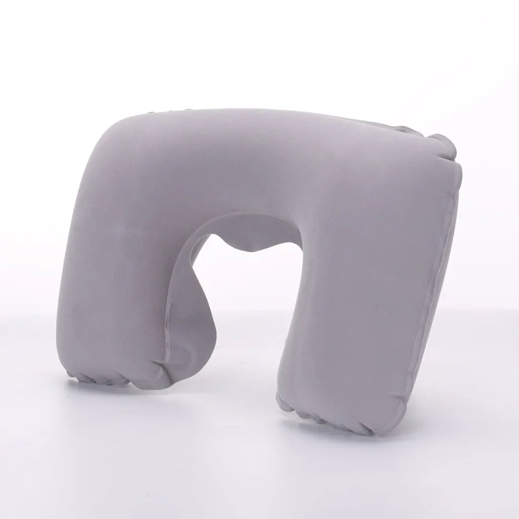 1-4Pcs Travel Pillow Car Air Flight Office Inflatable Neck Pillow Short Plush Cover PVC Support Headrest Soft Nursing Cushion